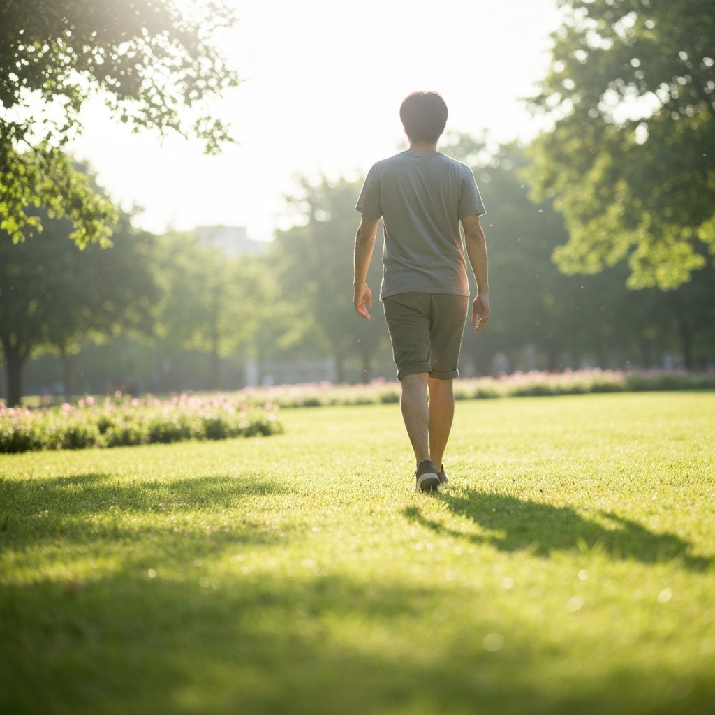 Person walking at moderate pace